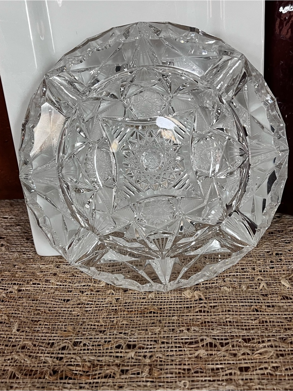 Vintage American Brilliant Cut Crystal Star of David Ashtray - Clear